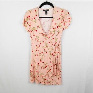 Pink Floral Wrap Dress